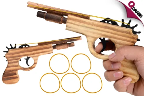 From QR35 Let's Shoot with a Wooden Hand Pistol which Launches Rubber bands! (Up to QR116 Value)
